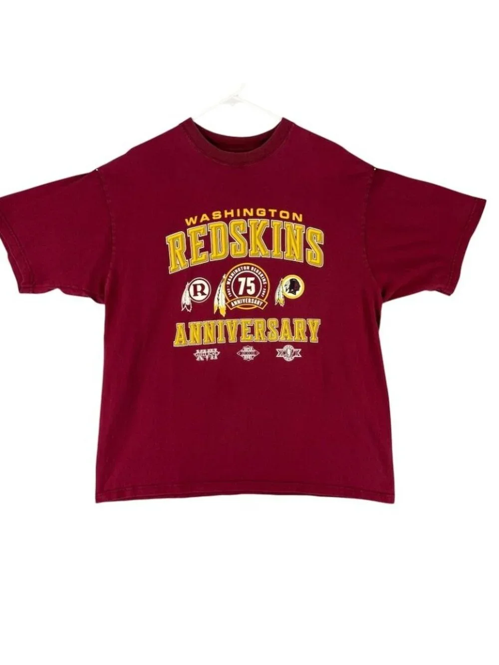 Vintage Washington Redskins T-Shirt XL 75th Anniversary Reebok NFL Football Red - Picture 2 of 6